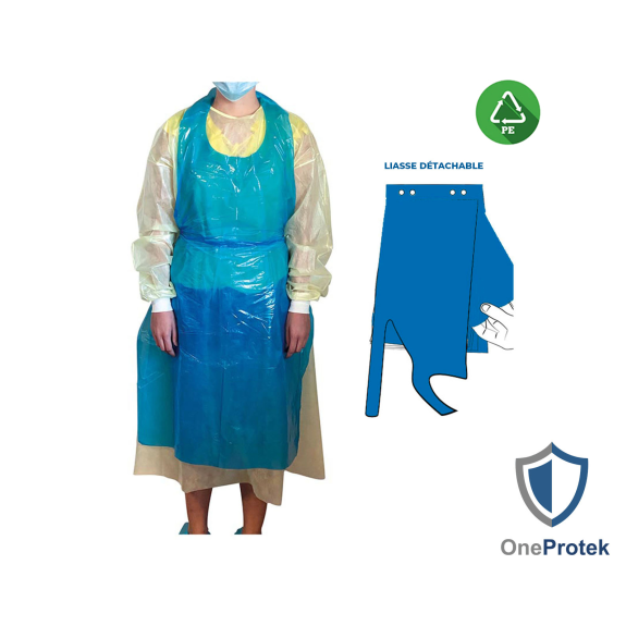 Tabliers jetables Bleu en Polyéthylène (PE) - Sachet de 100 pièces - Épaisseur de 25 microns - Haute qualité, polyvalent - Taille unique (119 cm)-Lire la description