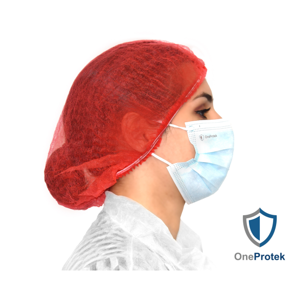 Charlottes jetables pour cheveux - Sachet de 100 Pièces (Rouge) - Double élastique - Bouffants respirants et résistants-Lire la description