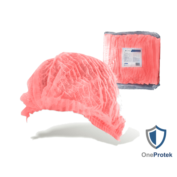 Charlottes jetables pour cheveux - Sachet de 100 Pièces (Rouge) - Double élastique - Bouffants respirants et résistants-Lire la description