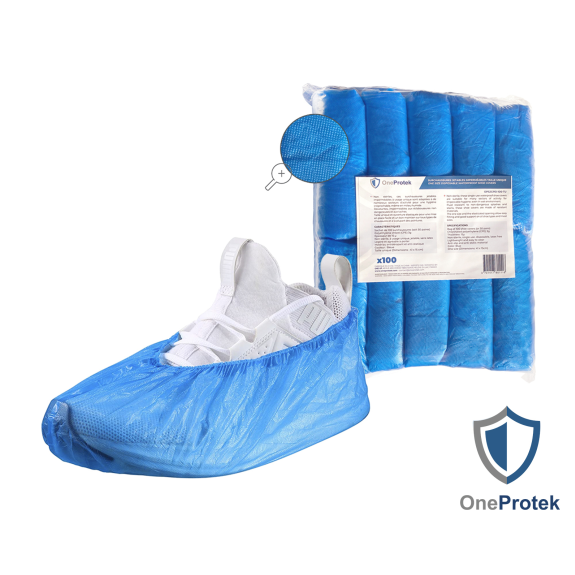 Surchaussures Jetables Imperméables en Polyéthylène Chloré (CPE) - Sachet de 100 pièces - Taille Unique – Bleu-Lire la description