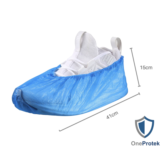 Surchaussures Jetables Imperméables en Polyéthylène Chloré (CPE) - Sachet de 100 pièces - Taille Unique – Bleu-Lire la description