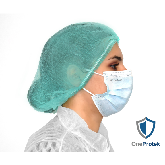 Charlottes jetables pour cheveux - Sachet de 100 Pièces (Vert) - Double élastique - Bouffants respirants et résistants-Lire la description