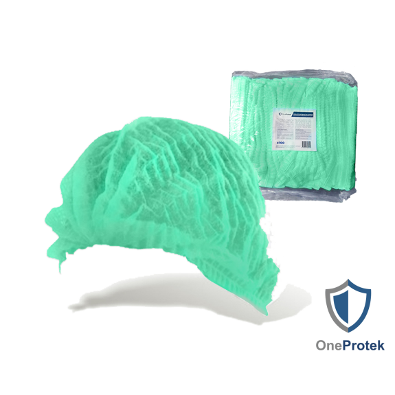 Charlottes jetables pour cheveux - Sachet de 100 Pièces (Vert) - Double élastique - Bouffants respirants et résistants-Lire la description
