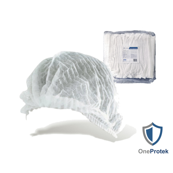 Charlottes jetables pour cheveux - Sachet de 100 Pièces (Blanc) - Double élastique - Bouffants respirants et résistants-Lire la description