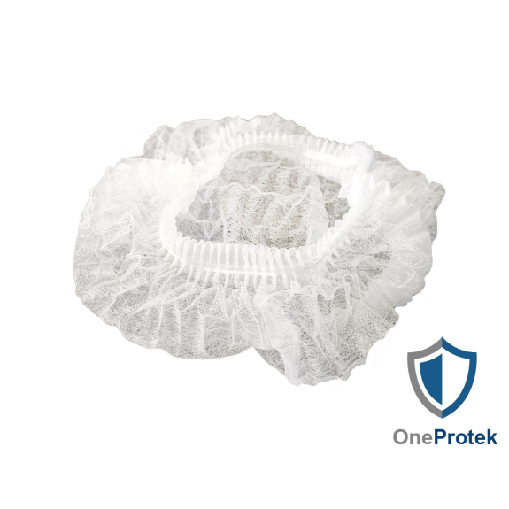 Charlottes jetables pour cheveux - Sachet de 100 Pièces (Blanc) - Double élastique - Bouffants respirants et résistants-Lire la description