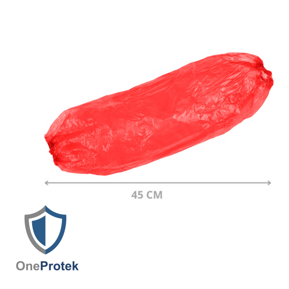 Manchette de protection à usage unique - Sachet de 100 Pièces (Rouge) - Élastique aux extrémités - Imperméable aux éclaboussures-Lire la description