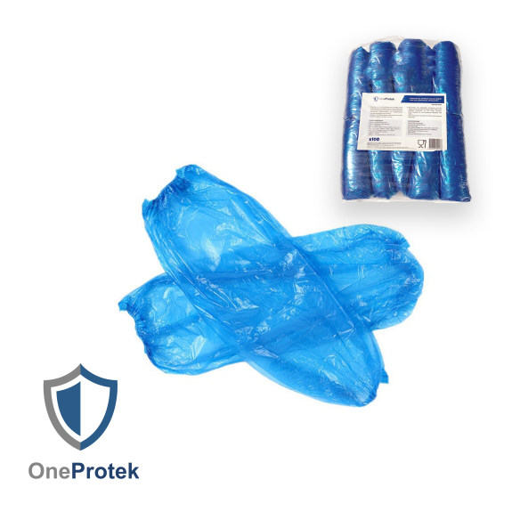 Manchette de protection à usage unique - Sachet de 100 Pièces (Bleu) - Élastique aux extrémités - Imperméable aux éclaboussures-Lire la description