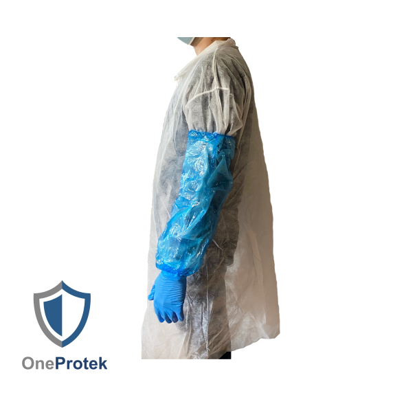 Manchette de protection à usage unique - Sachet de 100 Pièces (Bleu) - Élastique aux extrémités - Imperméable aux éclaboussures-Lire la description