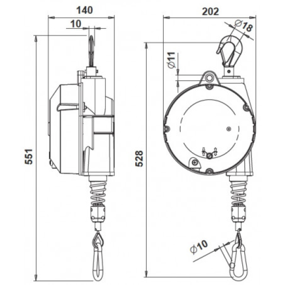 Équilibreur de charge 14-18 kg avec course de 2000 mm-Lire la description