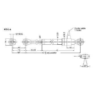 Fissuromètre potentiométrique linéaire 25mm de débattement PZ12-A-25P-Lire la description