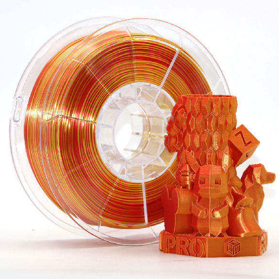 Fil 3D PLA BICOLORE SILK GLOSSY OPALE 1 Kg 1.75 mm Or Rouge-Lire la description