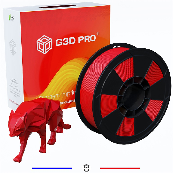 Fil 3D PLA 1 Kg 1.75 mm Rouge-Lire la description