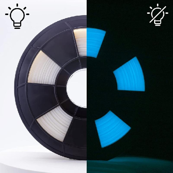 Filament 3D PLA Phosphorescent 500g 1.75 mm Bleu-Lire la description