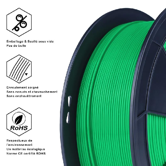 Fil 3D PLA 500g 1.75 mm Vert-Lire la description