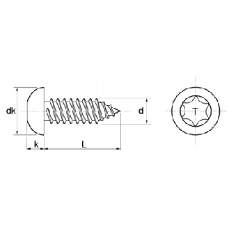 Vis Tôle Inox Tête Cylindrique 4.8X25 Torx DIN 7981-Lire la description