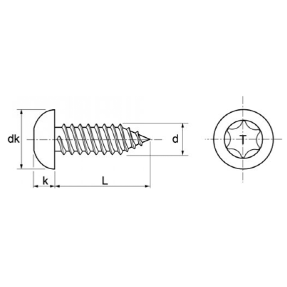 Vis Tôle Inox Tête Cylindrique 4.8X19 Torx DIN 7981-Lire la description