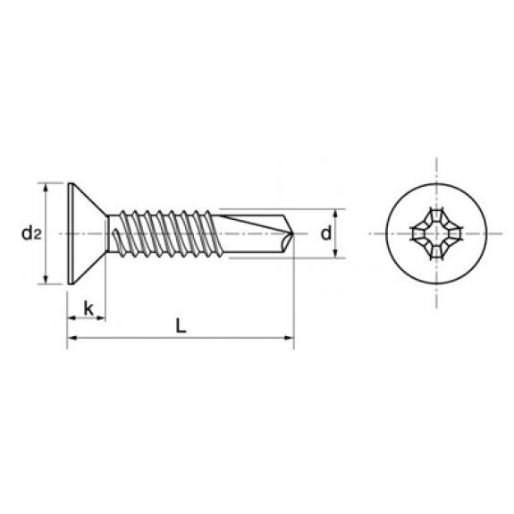 Vis Autoforeuse Acier Tête Fraisée 4.2X19 Cruciforme DIN 7504-Lire la description