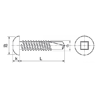Vis Autoforeuse Inox Tête Cylindrique 4.2X16 Carré DIN 7504-Lire la description