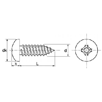 Vis Tôle Acier Tête Cylindrique 4.8X9.5 Cruciforme DIN 7981-Lire la description