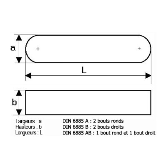 Clavette Acier 6X6X70 DIN 6885A-Lire la description