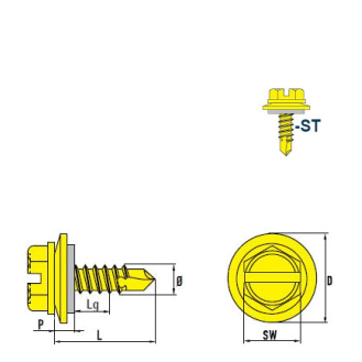 DIN 7504 L Vis Autoforeuse-Tête Hexagonale Avec Fente Acier zingué S12 4,8x13 mm - 500 pièces-Lire la description