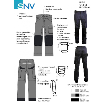 Pantalon de travail ERIGO CANVAS Poche cuisse avec double poche NOIR taille 58-Lire la description