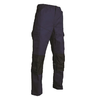 Pantalon coupe confort entrejambe et genoux Gautier 60% coton/ 40% polyester Ceinture élastiques côtés 2 poches italiennes BLEU MARINE taille XXL-Lire la description