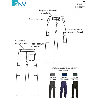 Pantalon de travail ERIC 2 poches combat à soufflet Braguette boutons VERT US T42-Lire la description