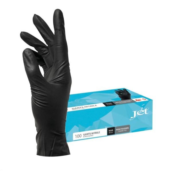 100 GANTS NITRILE NOIR NN POUDRES M-Lire la description