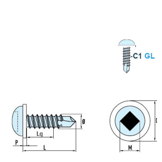 DIN 7504 SQ Linsenkopf-Bohrschrauben (SQ) C1 GL PA 4,2x16 mm inkl. SQ Bit 50mm - 500 Stück-Beschreibung lesen