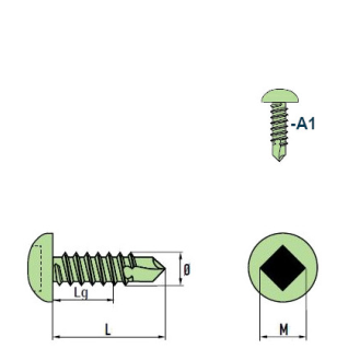 DIN 7504 SQ Linsenkopf-Bohrschrauben (SQ) A1 4,8x16 mm inkl. SQ Bit 50mm - 1000 Stück-Beschreibung lesen