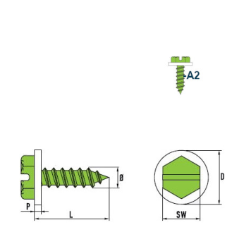 DIN 7976 - ISO 1479 Sechskant-Blechschrauben A2 C PA 4,2x19 mm - 500 Stück-Beschreibung lesen