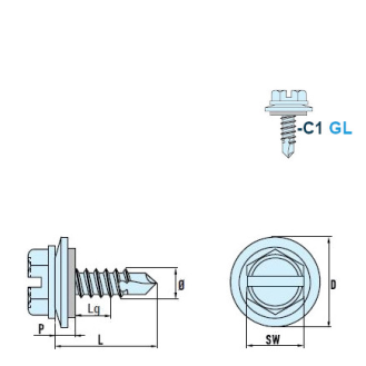 DIN 7504 L Vis Autoforeuse-Tête Hexagonale Avec Fente C1 GL R12 4,2x19 mm - 500 pièces-Lire la description