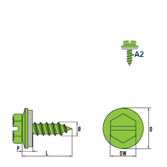 DIN 7976 - ISO 1479 Sechskant-Blechschrauben A2 C R12 4,8x25 mm - 250 Stück-Beschreibung lesen