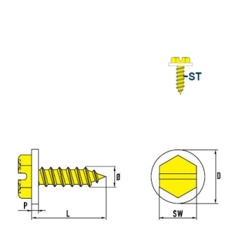DIN 7976 - ISO 1479 Vis à Tôle-Tête Hexagonale acier zingué C PA 4,2x9,5 mm - 1000 pièces-Lire la description