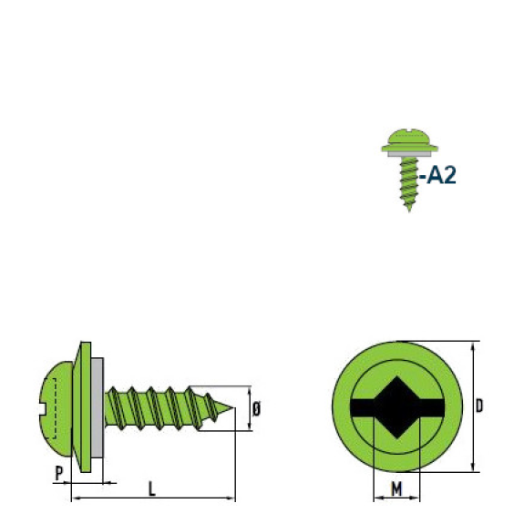 Vis à Tôle-Tête Cylindrique Bombée SQ Square-Drive A2 C R12 4,8x25 mm avec SQ Embout 50mm - 250 pièces-Lire la description