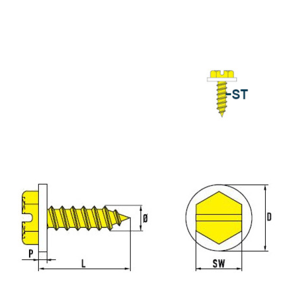 DIN 7976 - ISO 1479 Vis à Tôle-Tête Hexagonale acier zingué C PA 4,2x19 mm - 500 pièces-Lire la description