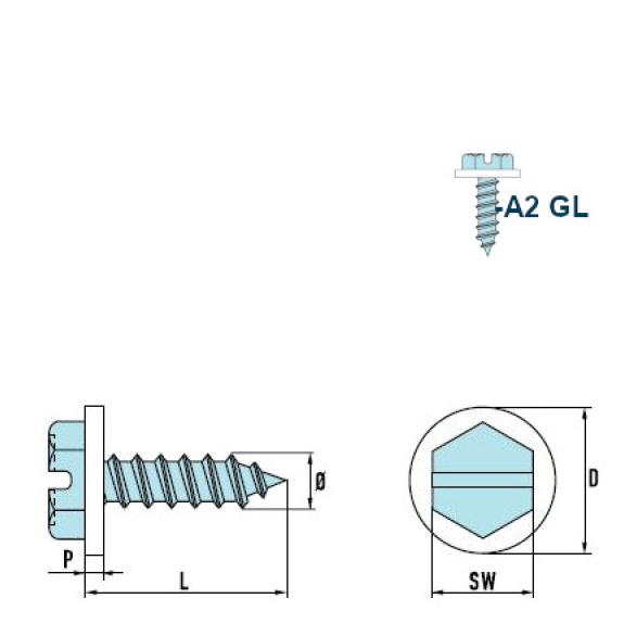 DIN 7976 - ISO 1479 Sechskant-Blechschrauben A2 C GL PA 4,2x19 mm - 500 Stück-Beschreibung lesen
