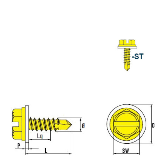 DIN 7504 L Vis Autoforeuse-Tête Hexagonale Avec Fente Acier zingué PA 4,2x16 mm - 500 pièces-Lire la description