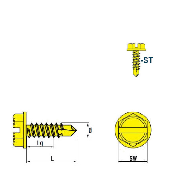 DIN 7504 L Vis Autoforeuse-Tête Hexagonale Avec Fente Acier zingué 4,2x25 mm - 500 pièces-Lire la description