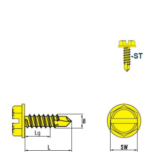 DIN 7504 L Vis Autoforeuse-Tête Hexagonale Avec Fente Acier zingué 3,5x9,5 mm - 1000 pièces-Lire la description