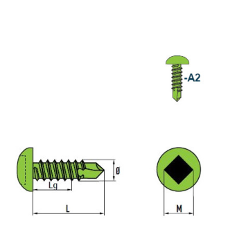 DIN 7504 SQ Linsenkopf-Bohrschrauben (SQ) A2 4,2x16 mm  - für Aluminium-Bleche - inkl. SQ Bit 50mm - 1000 Stück-Beschreibung lesen