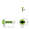 Vis à Tôle-Tête Cylindrique Bombée SQ Square-Drive A2 C PA 4,2x16 mm avec SQ Embout 50mm - 500 pièces