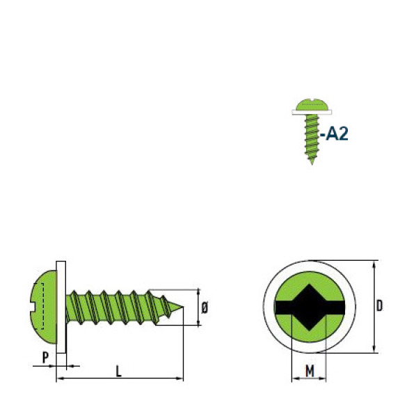 Vis à Tôle-Tête Cylindrique Bombée SQ Square-Drive A2 C PA 4,2x16 mm avec SQ Embout 50mm - 500 pièces-Lire la description