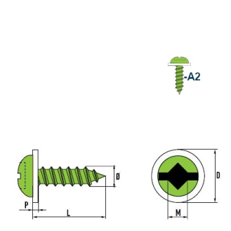 Vis à Tôle-Tête Cylindrique Bombée SQ Square-Drive A2 C PA 4,2x13 mm avec SQ Embout 50mm - 1000 pièces-Lire la description