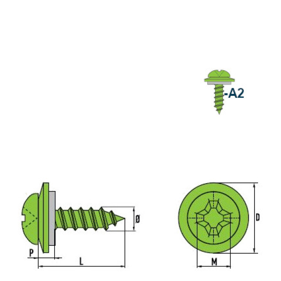 DIN 7981 - ISO 7049 Vis à Tôle-Tête Cylindrique Bombée A2 C R12 4,2x13 mm - 500 pièces-Lire la description