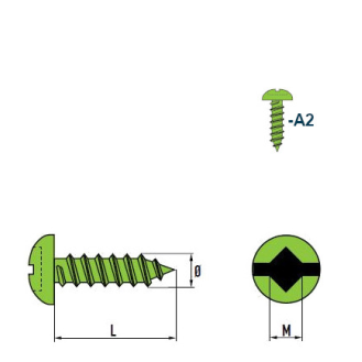 Linsenkopf-Blechschrauben SQ Square-Drive A2 C 4,2x25 mm inkl. SQ Bit 50mm - 500 Stück-Beschreibung lesen