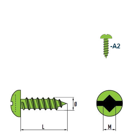 Vis à Tôle-Tête Cylindrique Bombée SQ Square-Drive A2 C 4,2x25 mm avec SQ Embout 50mm - 500 pièces-Lire la description