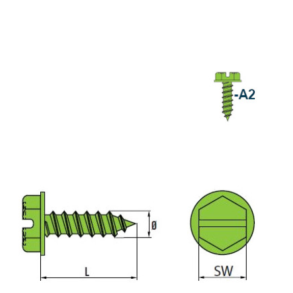 DIN 6928 Vis à Tôle-Tête Hexagonale Embase Cylindrique avec fente 7976 A2 C 4,2x13 mm - 1000 pièces-Lire la description