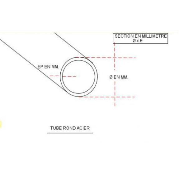 TUBE ROND 50x2 ACIER 2 M-Lire la description
